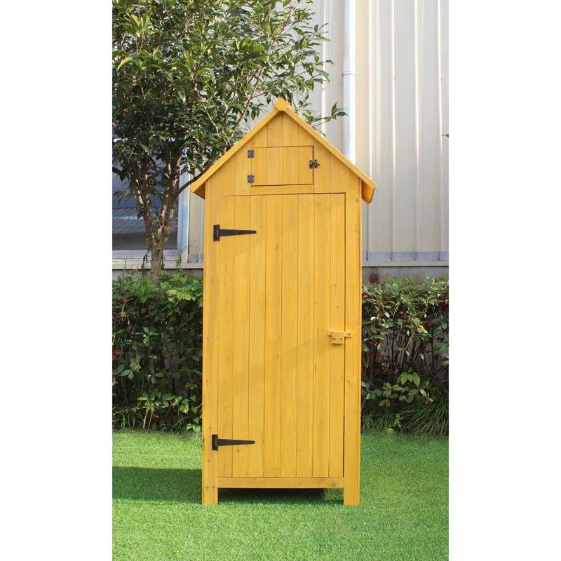 Yellow Fir Wood Outdoor Storage Shed with Shelving