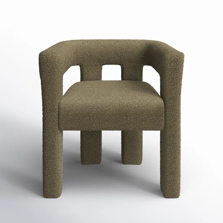 Olive Boucle Upholstered Low Arm Chair with Manufactured Wood Frame