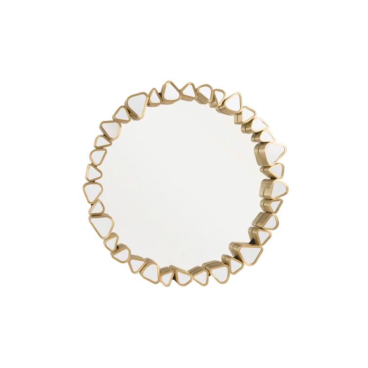 43" Contemporary Pebble Gold Round Wood Accent Mirror