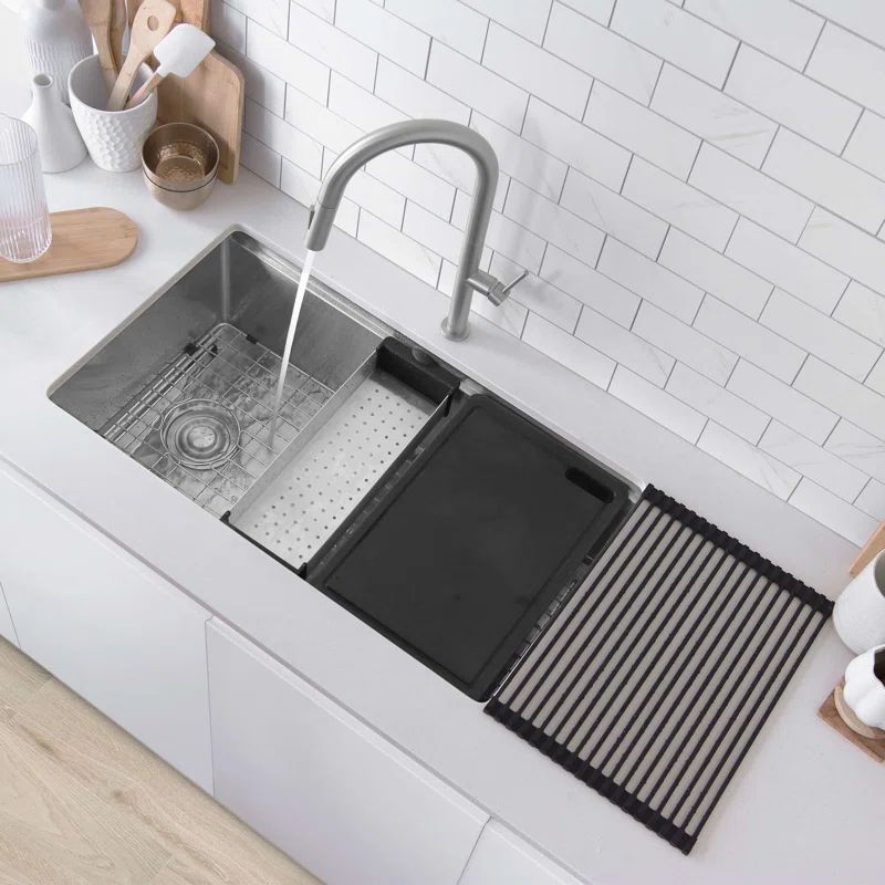 Versa33 Brushed Stainless Steel Single Bowl Undermount Kitchen Sink