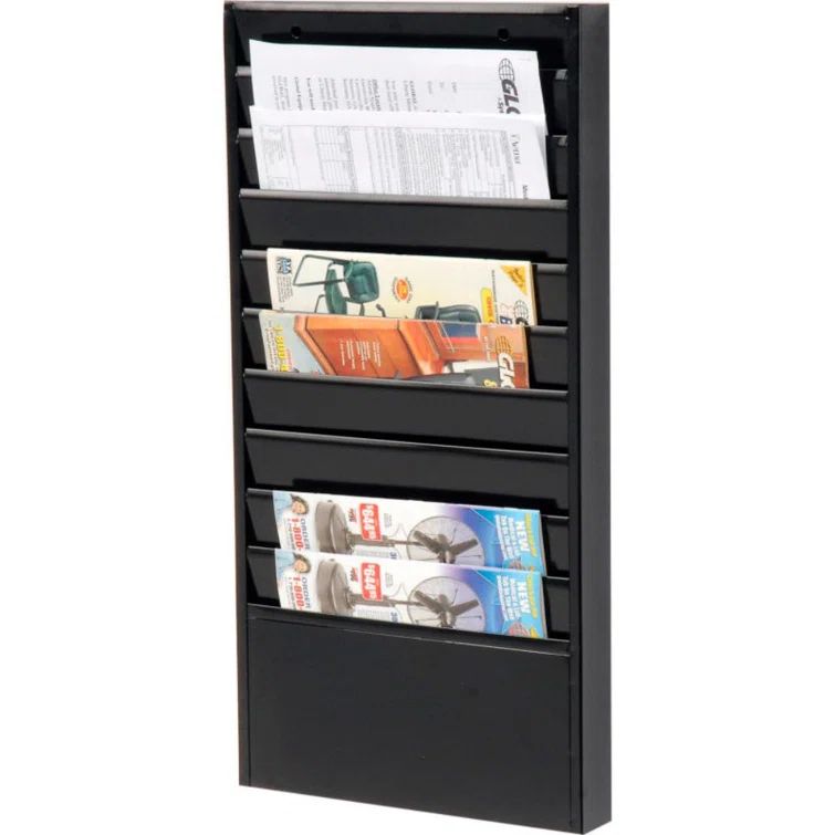 Black Steel 10-Pocket Wall File Holder