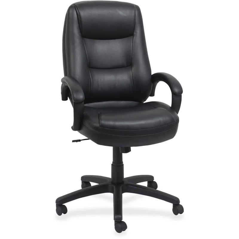 Black High Back Leather Executive Swivel Chair with Plastic Frame