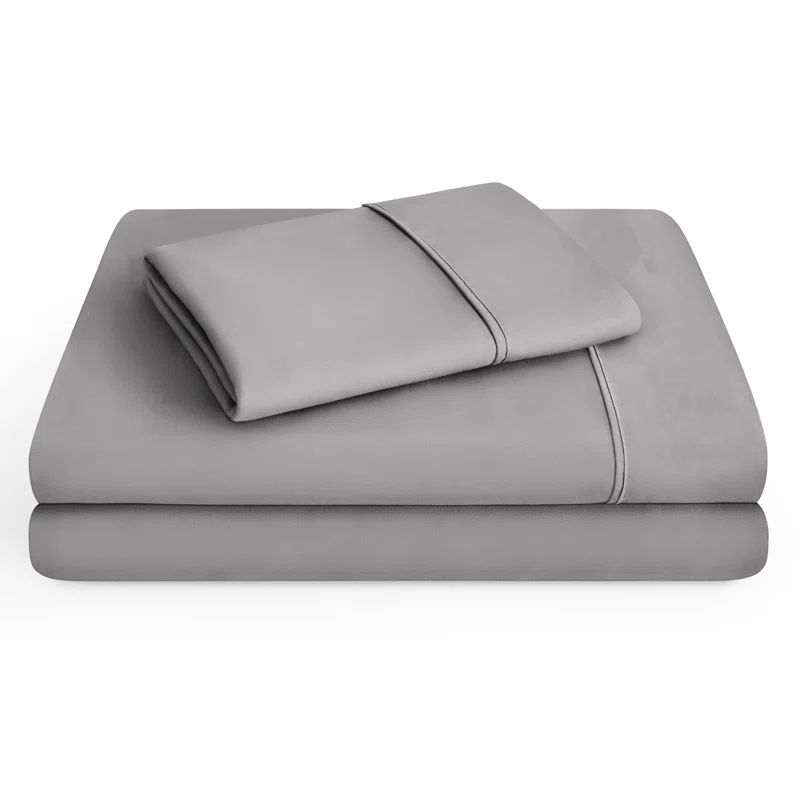 Twin Light Gray Deep Pocket Microfiber Stretch Sheet Set
