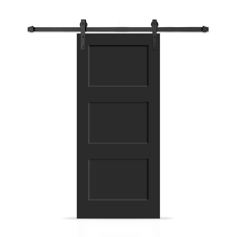 84" x 36" Matte Black Composite 3 Panel Barn Door Kit