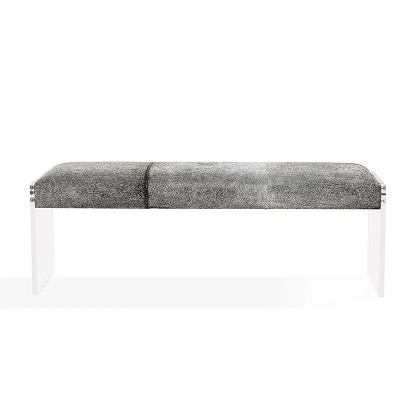 Aiden Chic Light Natural Cow Hide & Acrylic Bench