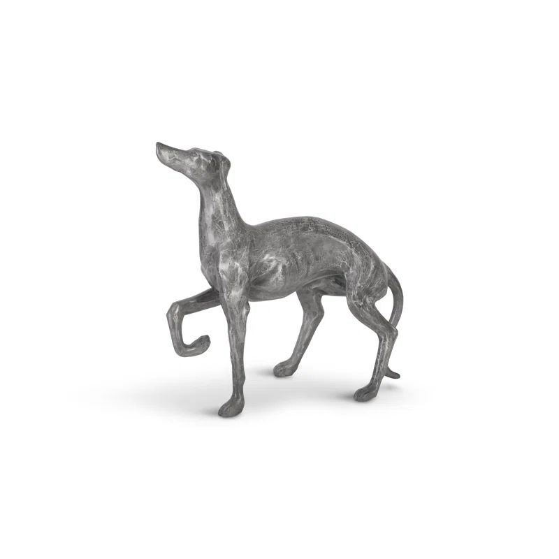 Contemporary Silver Metal Dog Statue 31"