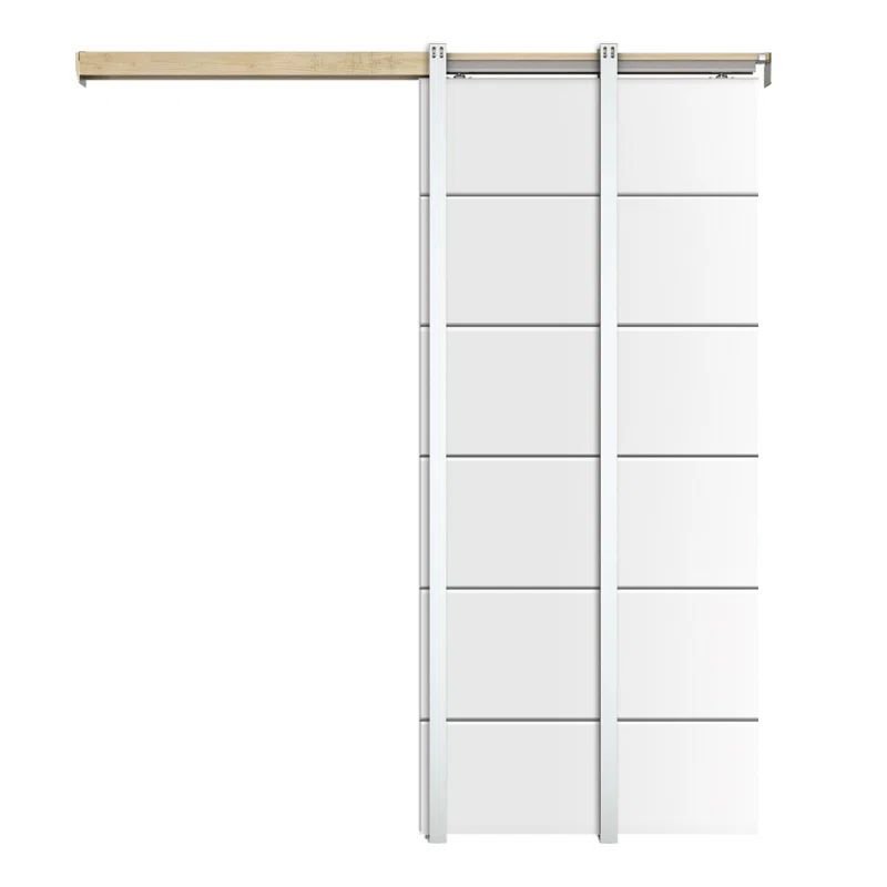 White Primed 30" x 80" Hollow Core 6-Panel Pocket Door