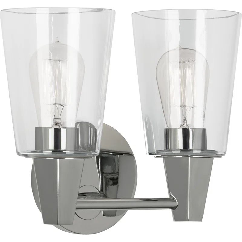 Wheatley 9.5'' Polished Chrome Vanity Light with Clear Glass Shades