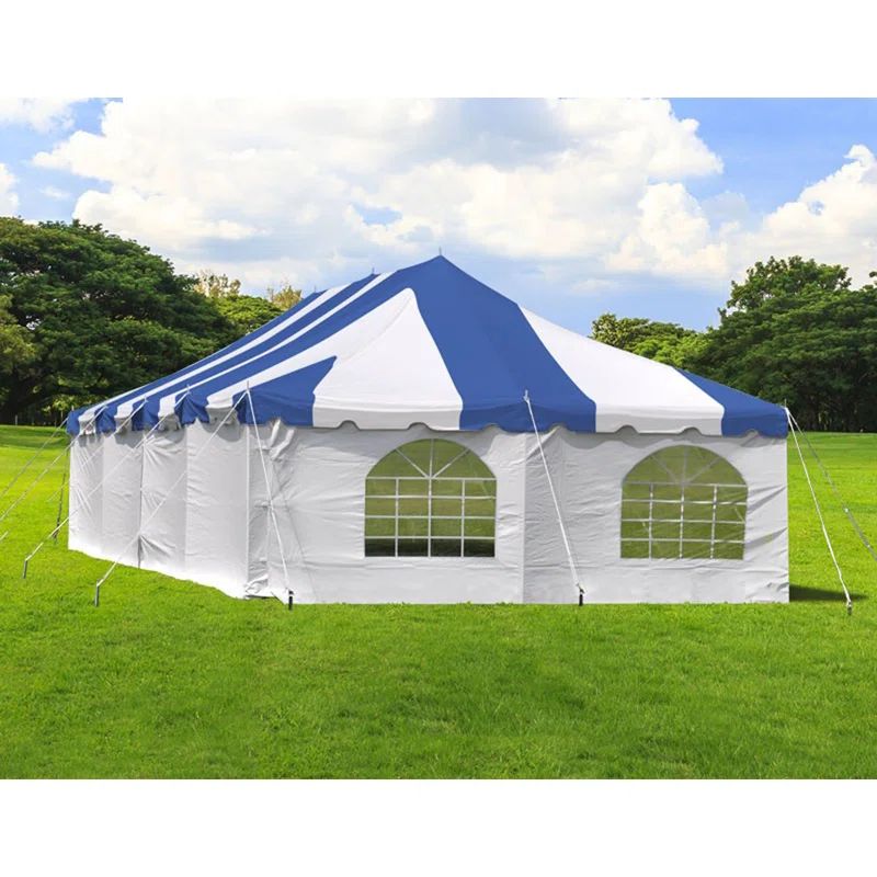 Blue and White 20' x 40' Waterproof Canopy Tent with Sidewalls