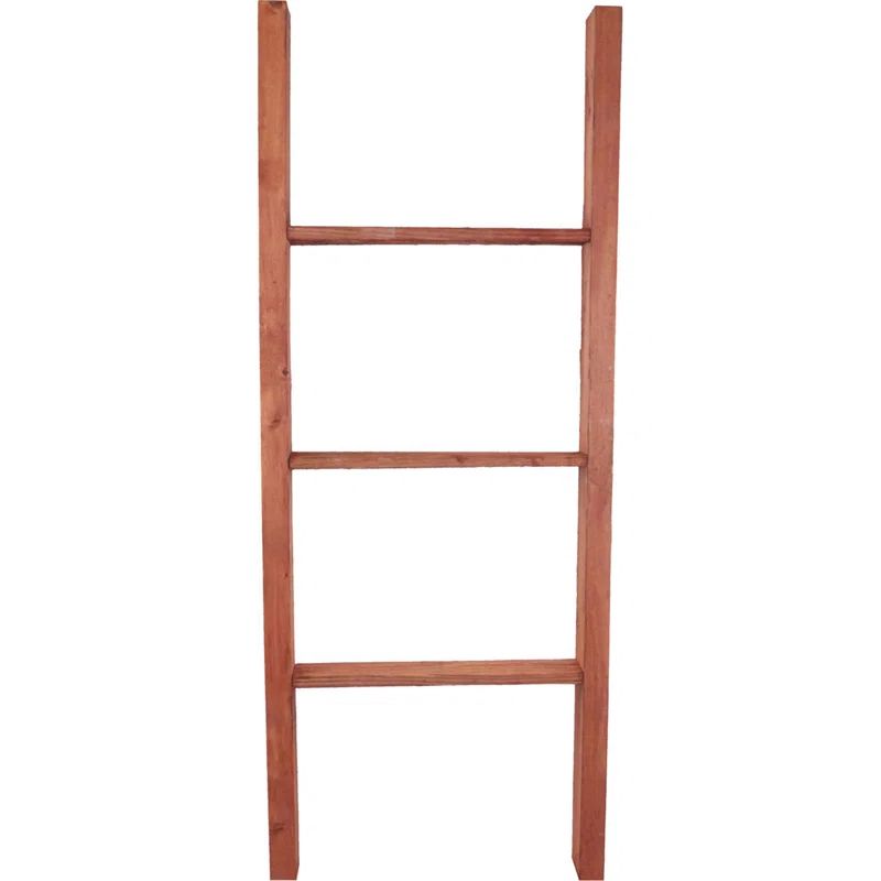 Salvage Red Rustic Wooden Decorative Ladder, 48" Height