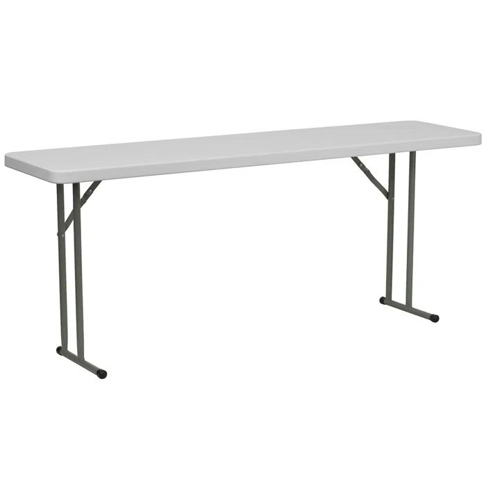 Versatile 72" Powder-Coated Gray Metal Folding Table for Indoor/Outdoor