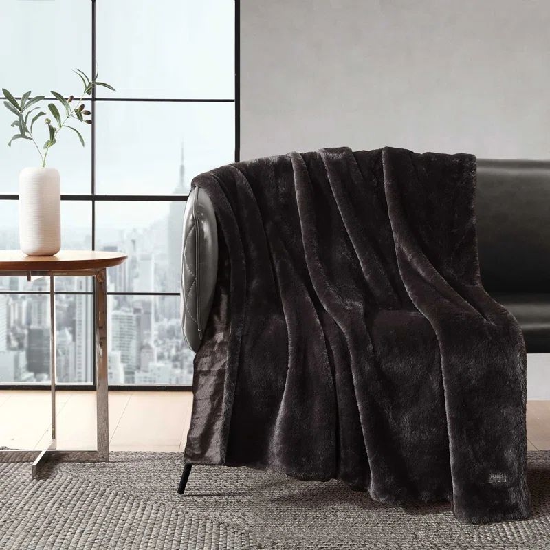 Ginger Orange Faux Fur Reversible Throw Blanket 50" x 60"