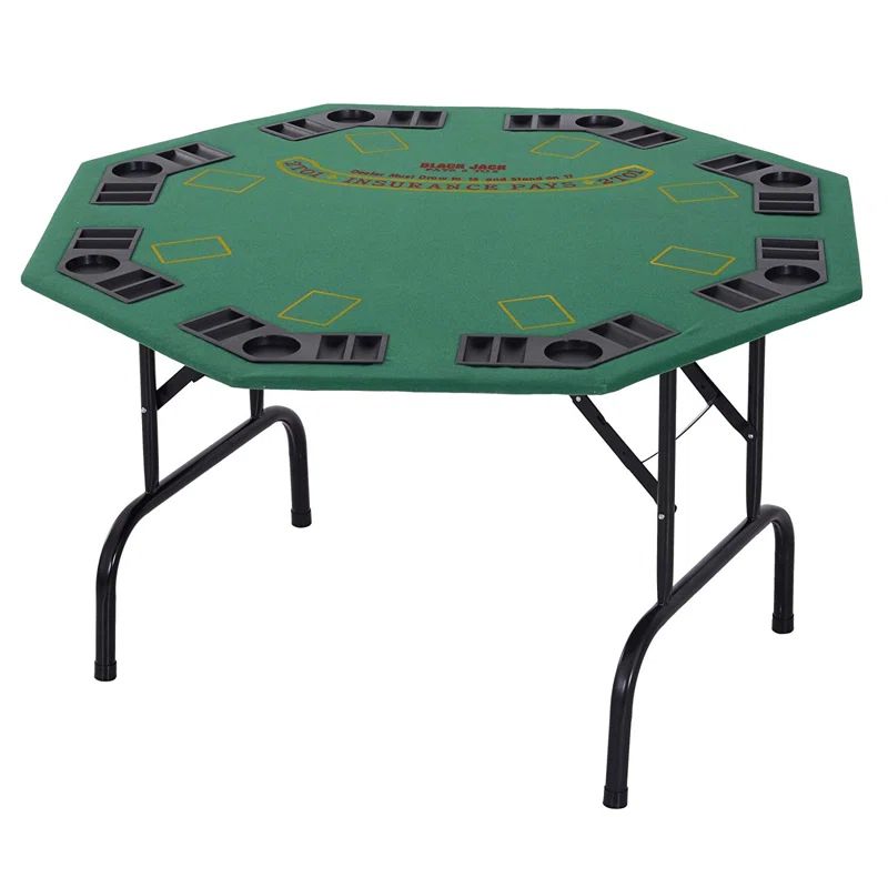 8-Player Green Folding Poker Table with Felt Surface