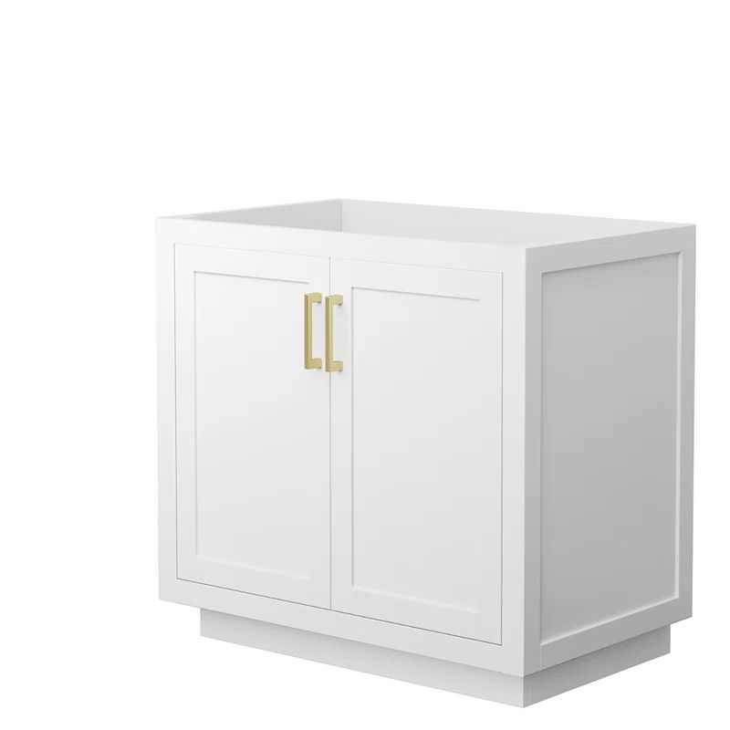 Miranda 35.25" White and Brushed Gold Freestanding Single Bathroom Vanity