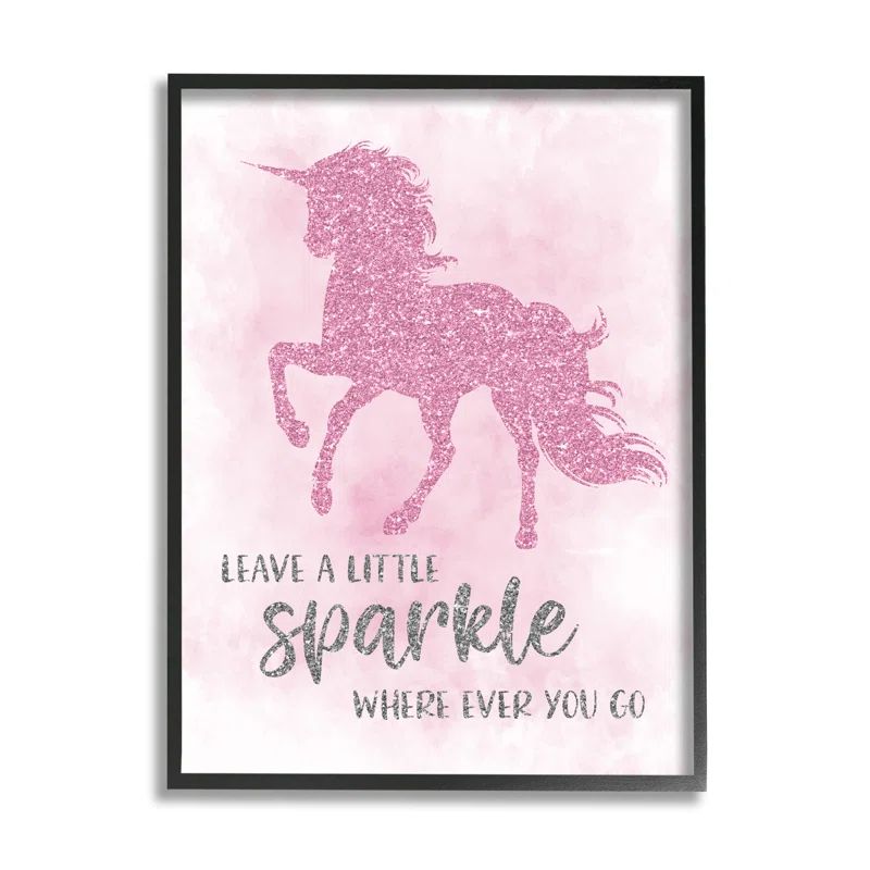 Leave A Little Sparkle Pink Shimmer Unicorn Canvas Quote Print