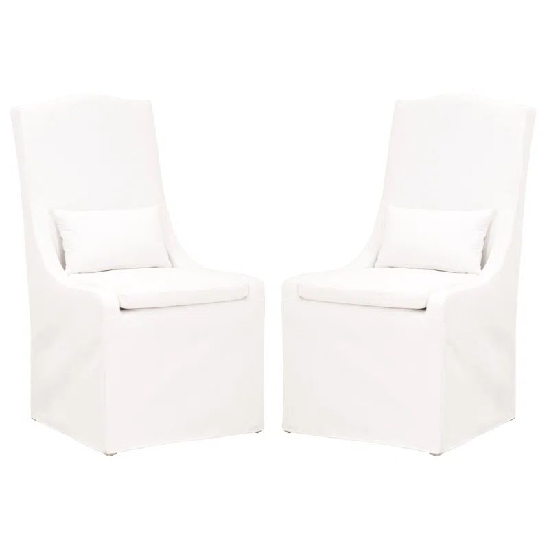 White Wood Parsons Side Chair with Slipcover