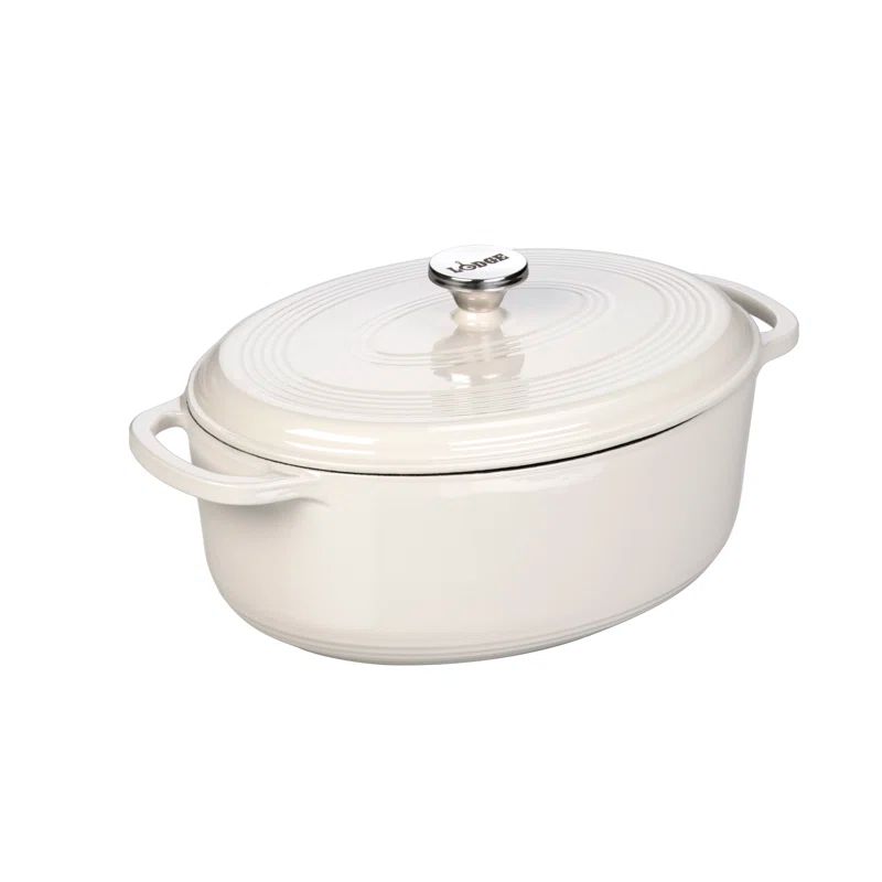 7 Quart White Enameled Cast Iron Dutch Oven