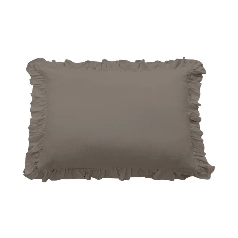 Standard White Cotton Ruffled Cottagecore Pillow Sham