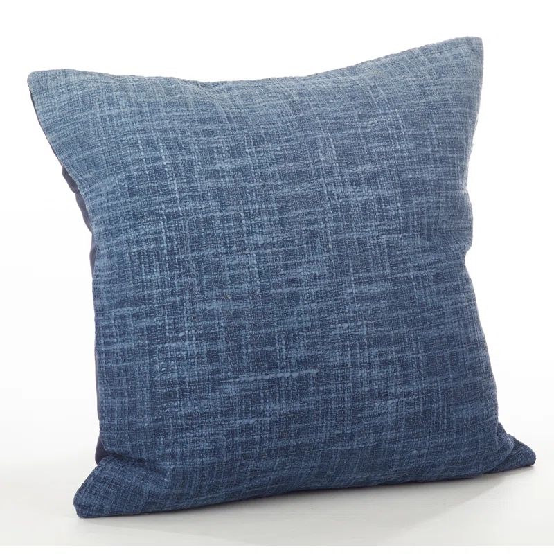 Navy Blue Cotton Ombre Square Throw Pillow