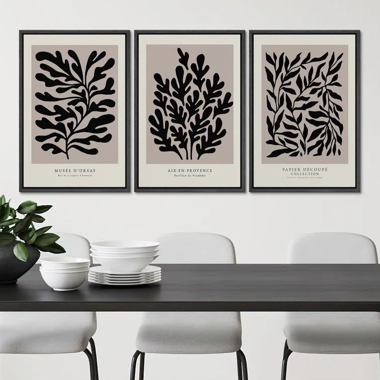 Black Framed Geometric Canvas Print Set for Bedroom and Living Room