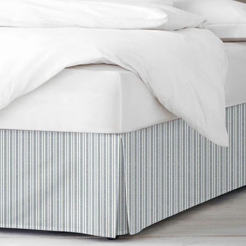 Queen Denim Cotton Linen Split Corner Bed Skirt