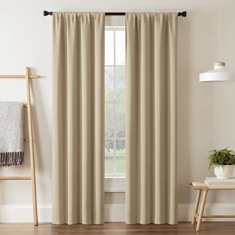 Wheat Blackout Rod Pocket Polyester Window Drapes, 37" x 63"