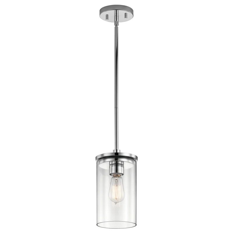 Crosby Mini 6" Black Steel Pendant with Clear Glass Shade