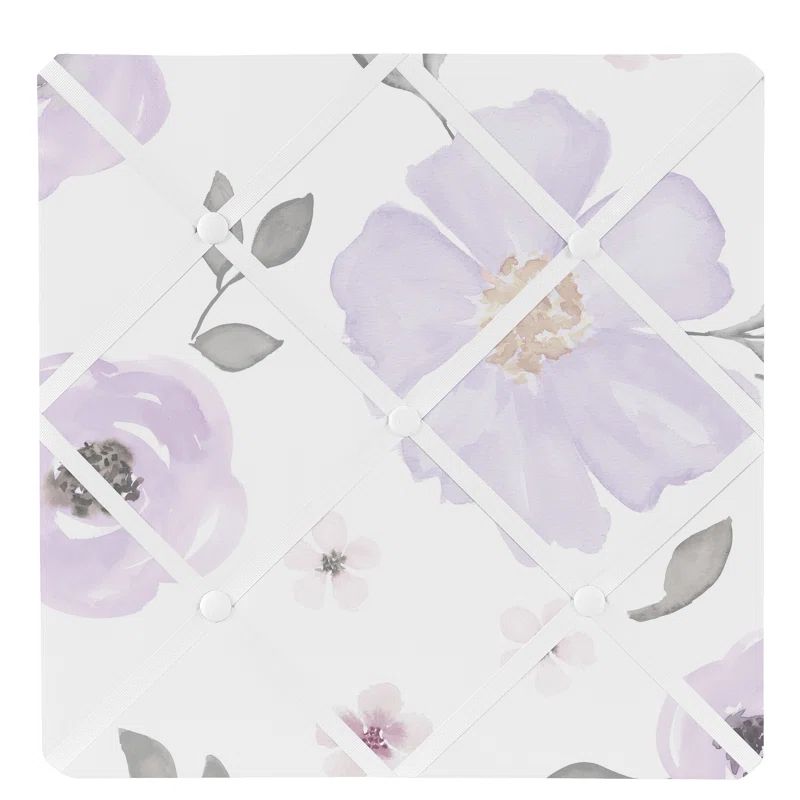 Blue and Pink Floral Fabric Memo Board with Ribbon Detail