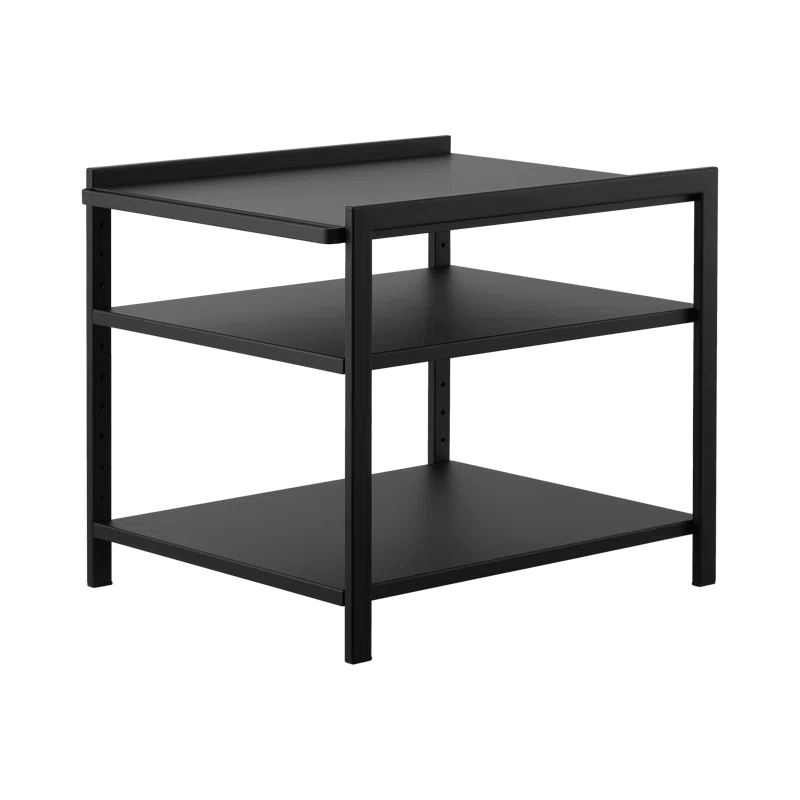 Black Adjustable Three-Tier Steel Cabinet Storage Rack