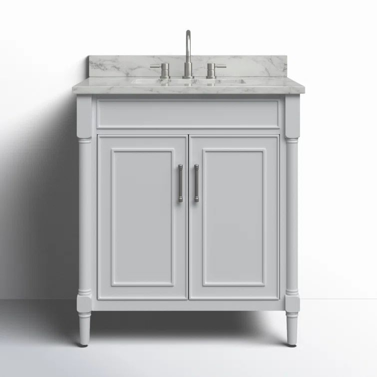 Light Gray Freestanding Single Vanity with Carrara Marble Top
