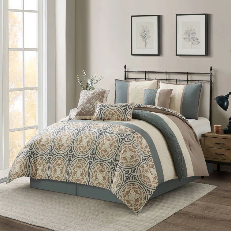 Camila California King Gray Medallion Comforter Set