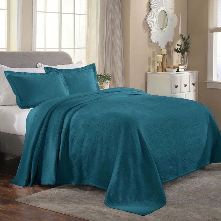 Deep Sea Cotton Full Bedspread Set with Pillow Shams