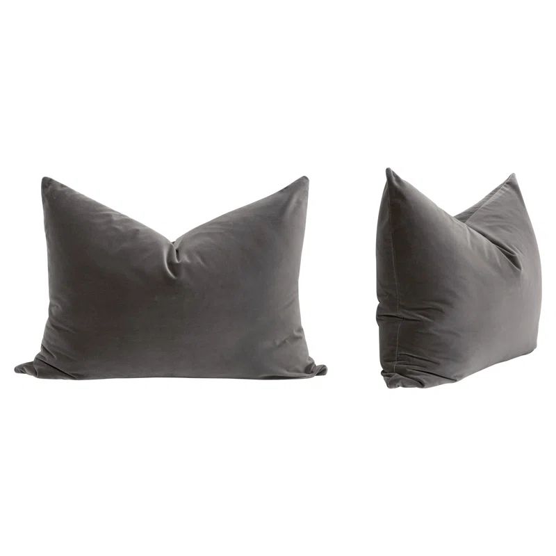 Deluxe 34" Gray Velvet Down-Filled Pillow Set