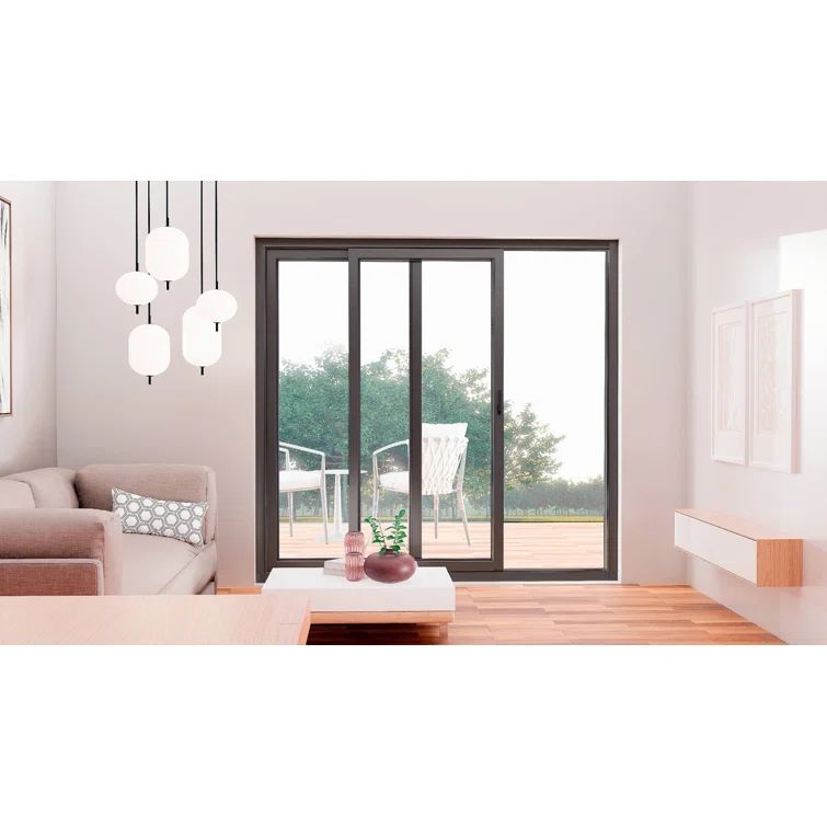 Matte Black Steel Sliding Patio Door with Tempered Glass