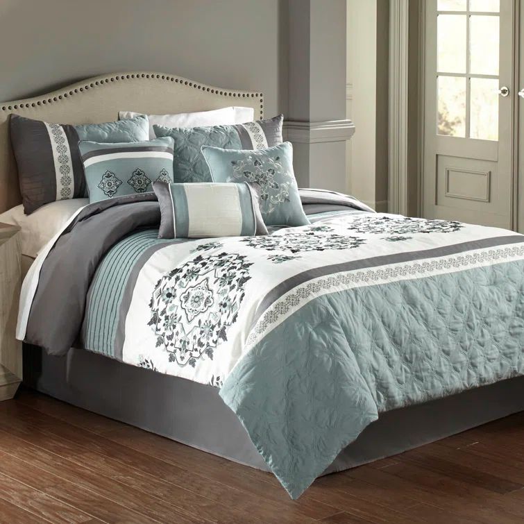 Alex Blue and Gray King 7-Piece Comforter Set