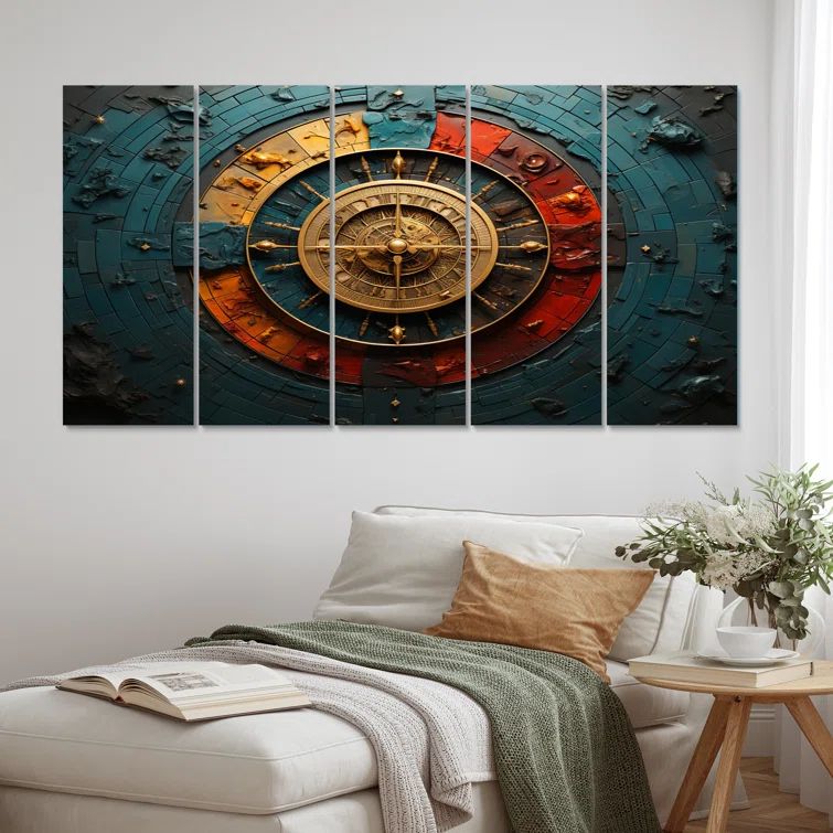 Astrology Zodiac Wheel Multicolor Metal Wall Art Set