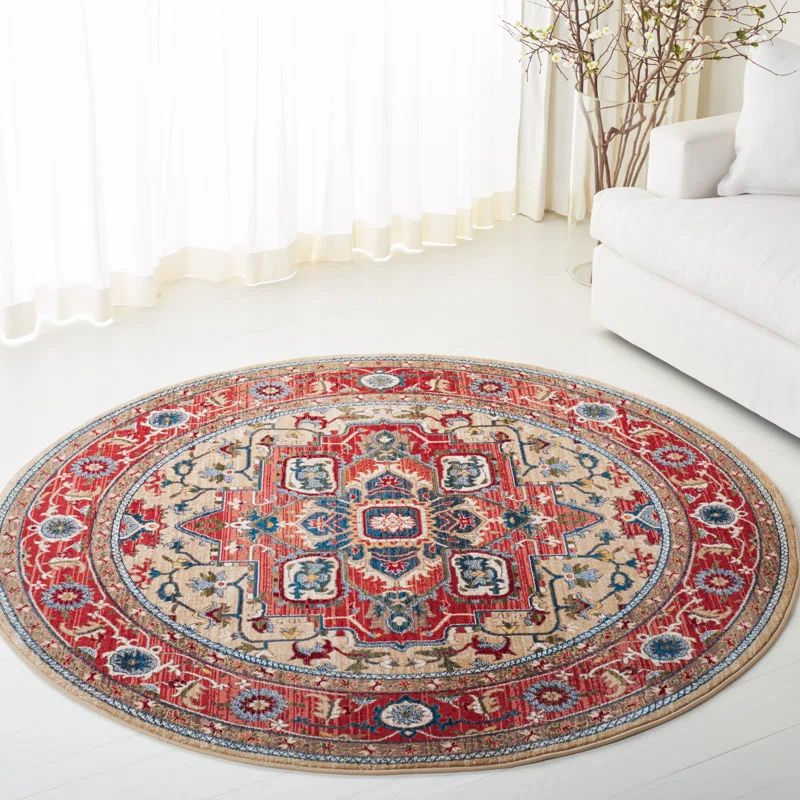 Quentin Hand-Knotted Easy Care Red and Beige Runner Rug
