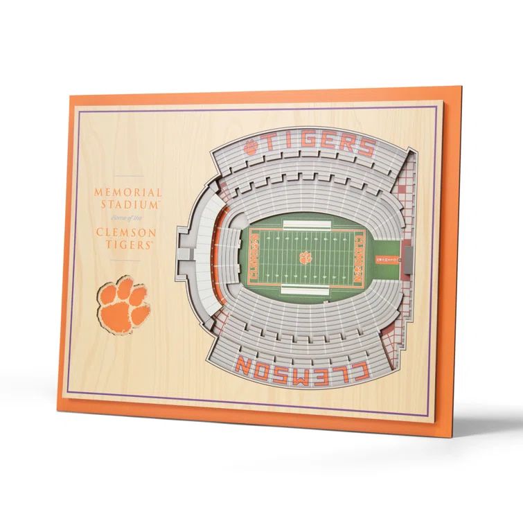 Clemson Tigers 3D Memorial Stadium Timber Wall Art