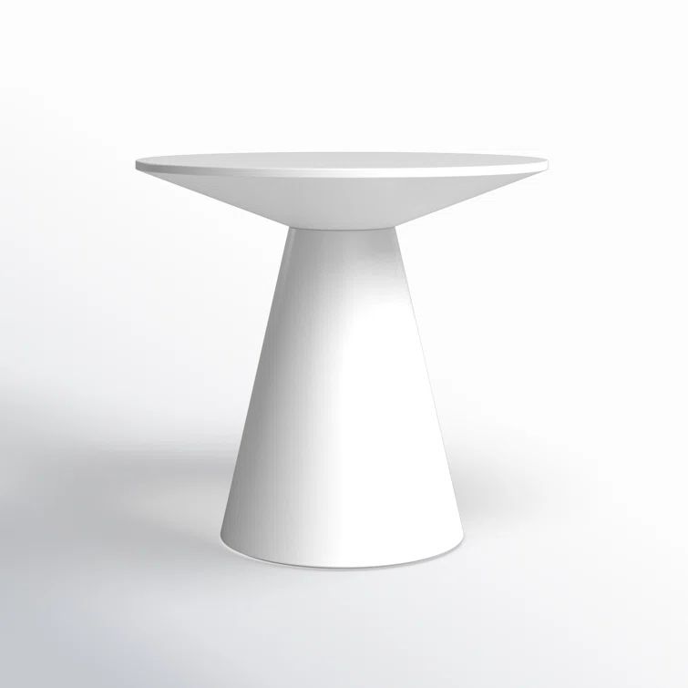 Matte White Round Wood Side Table