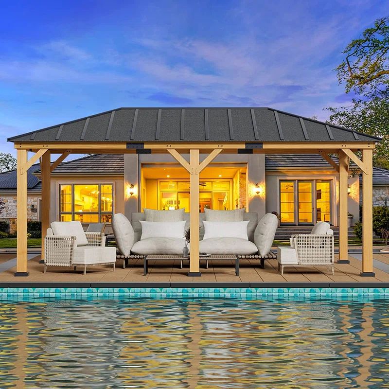 20 ft. W x 12 ft. D Solid Wood Patio Gazebo with Asphalt Roof