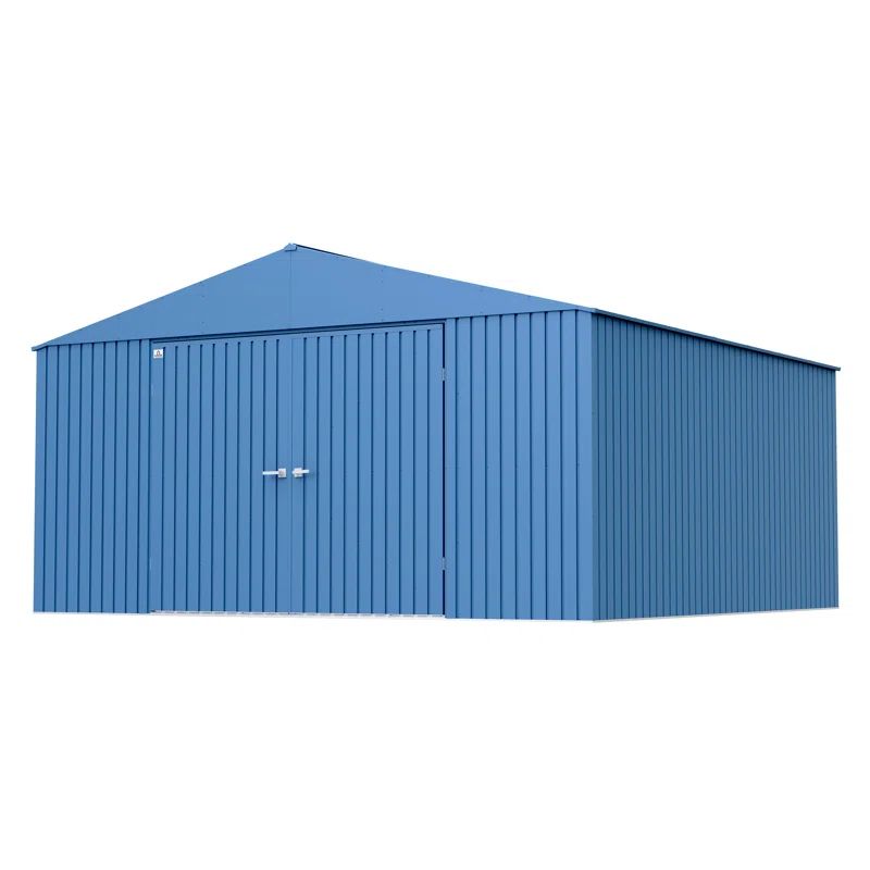 Elite 14 ft. Blue Steel Storage Shed with Swing Doors