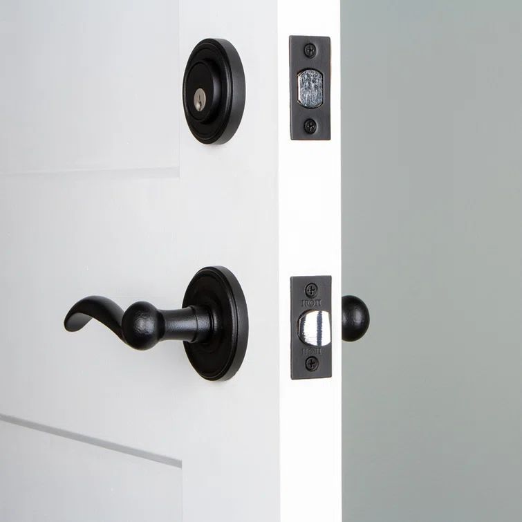 Matte Black Iron Loch Rosette Entry Set with Tine Lever