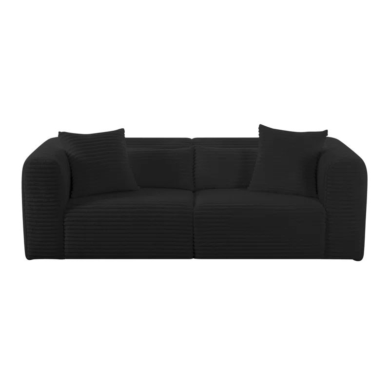 Tarra Oversized Black Corduroy Modular Loveseat