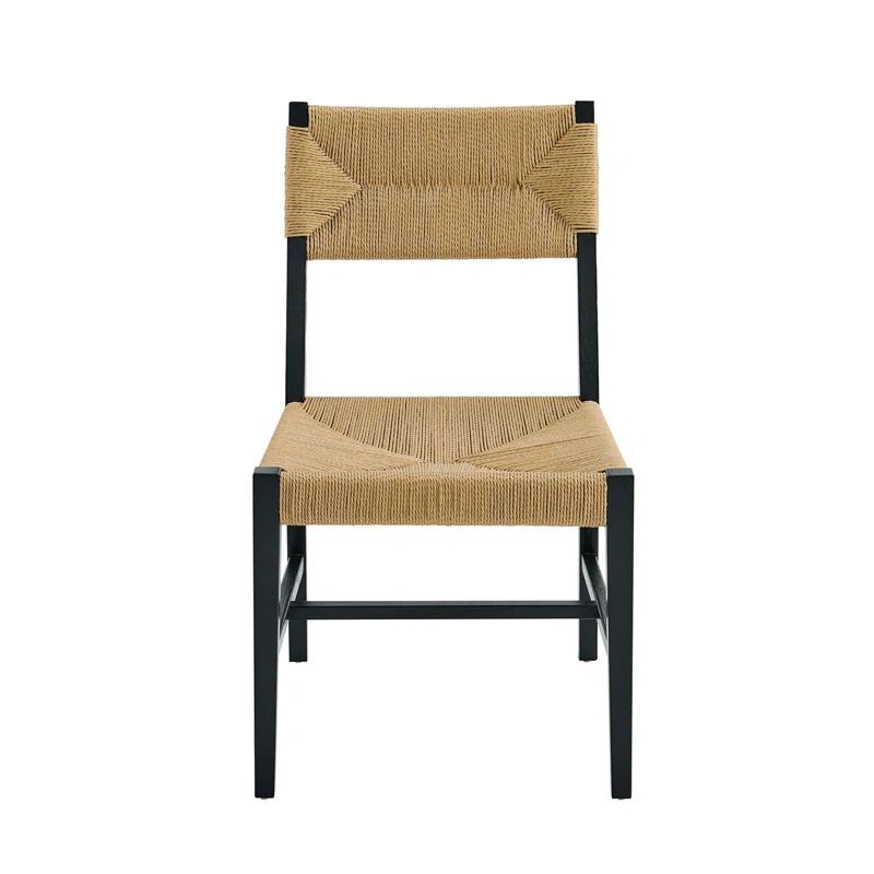 Elm Wood and Cane Black/Natural Dining Side Chair
