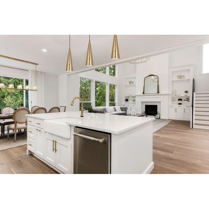 Elegant Dal 36" Modern Brass Pendant with Hammered Detail