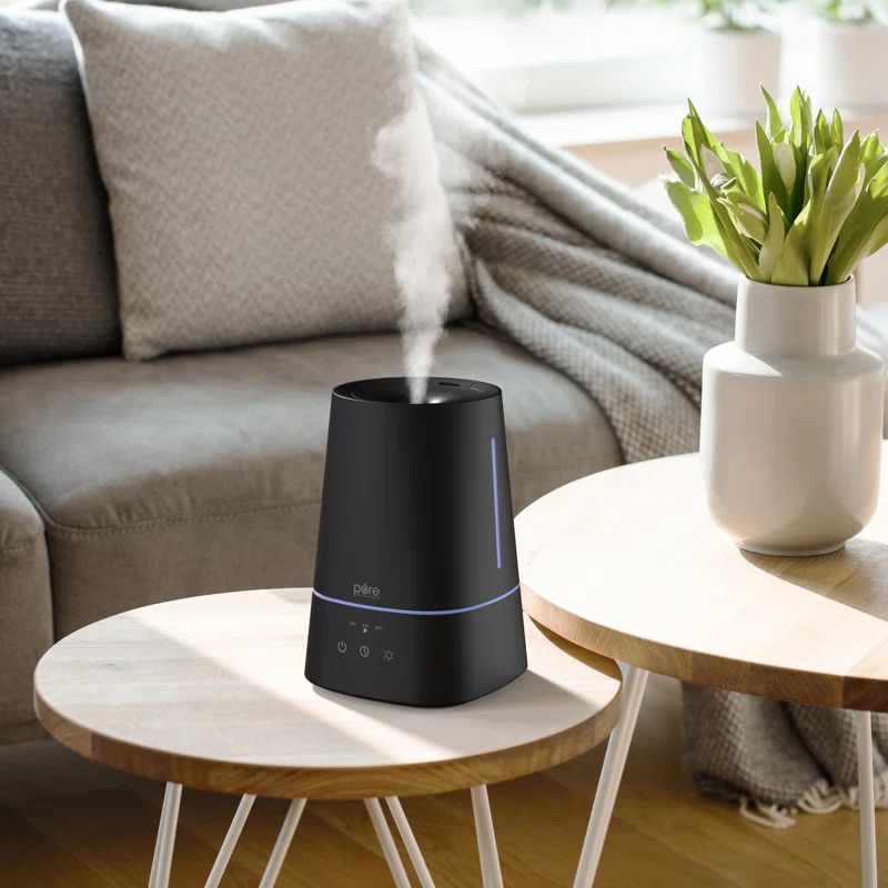Black Ultrasonic Cool Mist Humidifier with Top Fill Design