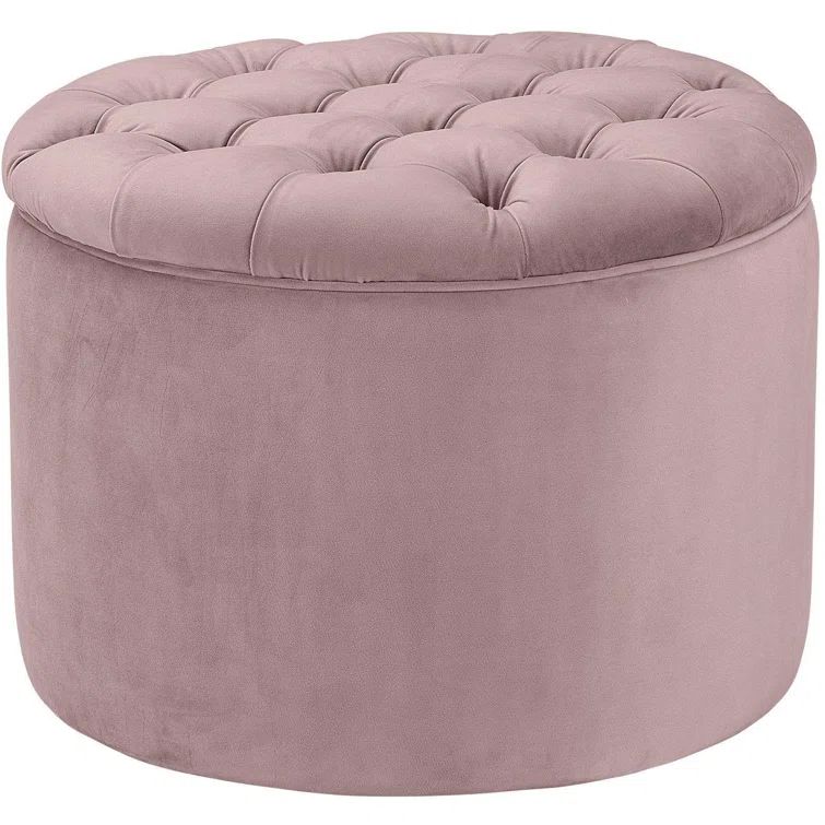 Blush Pink Velvet Tufted Storage Ottoman