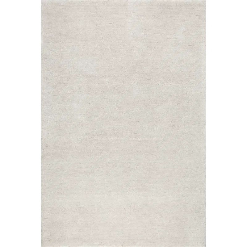 Ivory Handmade Wool Shag Rectangular Area Rug 4' x 6'