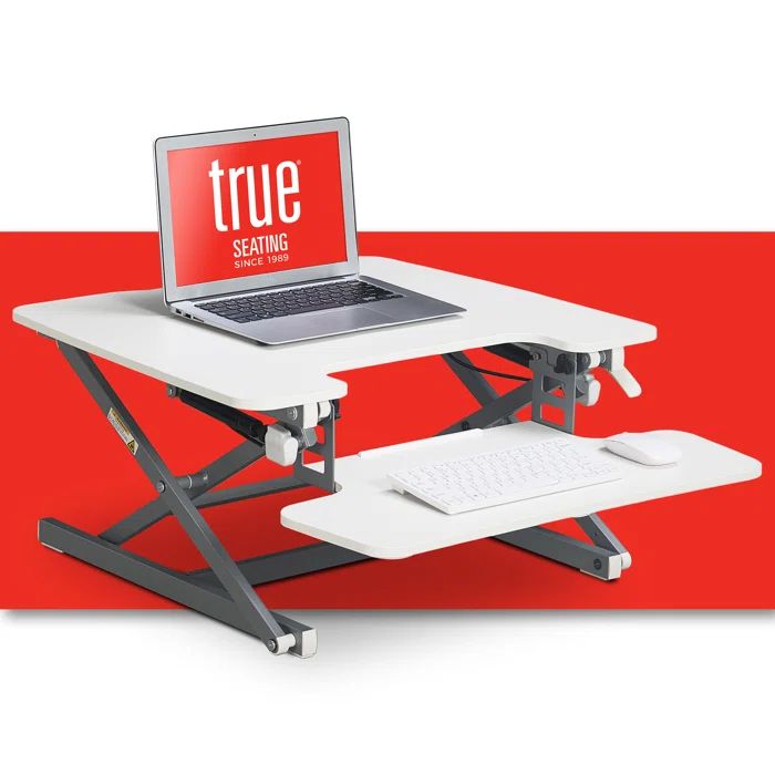 Large White Ergonomic Height Adjustable Standing Desk Converter