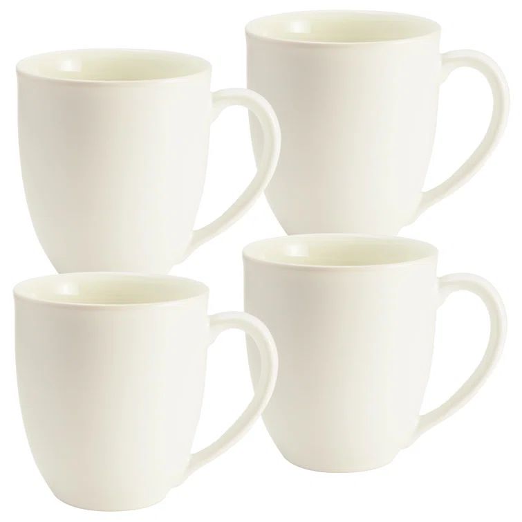 White Ceramic 12 oz. Microwave Safe Mug Set